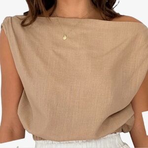 Billy J Tan Linen Blend Top